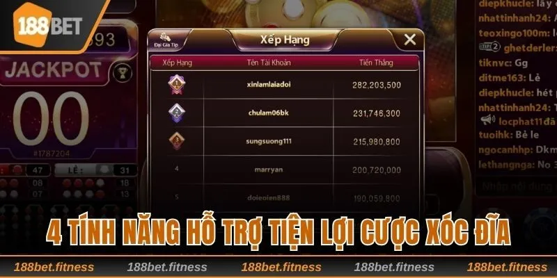 4 tính năng hỗ trợ tiện lợi cược xóc đĩa