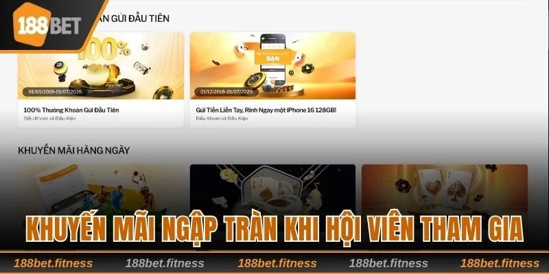 Thưởng nạp lần đầu: Những người mới đăng ký và đăng nhập 188bet lần đầu có cơ hội nhận thưởng 100% trên số tiền nạp lần đầu, tối đa lên đến 1.5 triệu VNĐ.